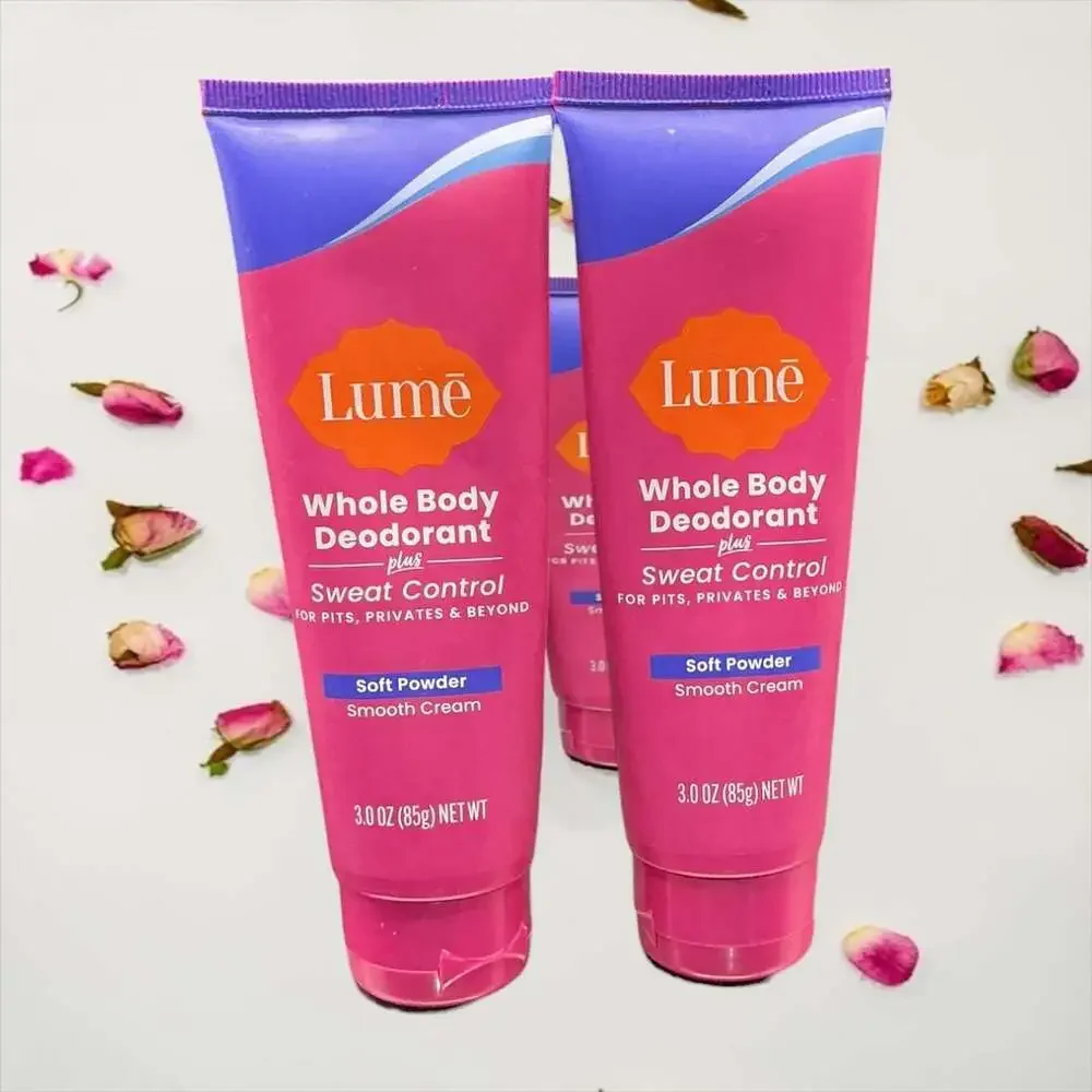 2 Lume Whole Body Deodorant Plus Sweat Control Smooth Cream 3 oz Soft Powder